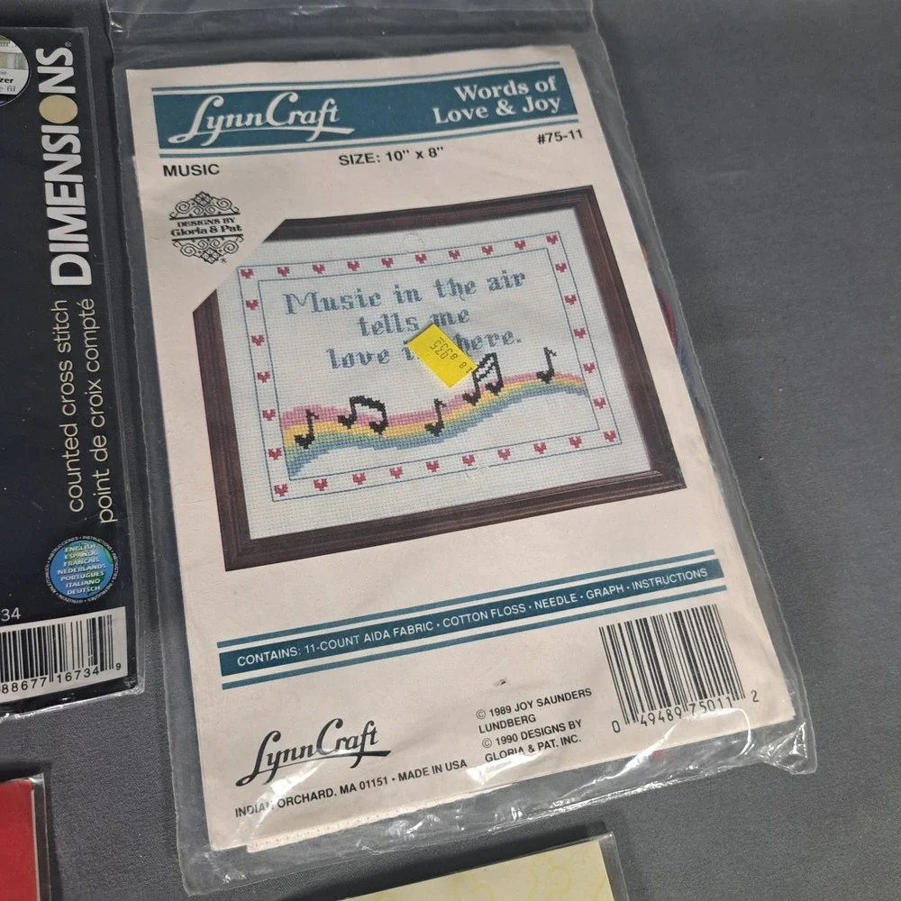 VTG Counted Cross Stitch Kit Lot Dimensions LynnCraft‎ Mouseloft Cat Dog Craft